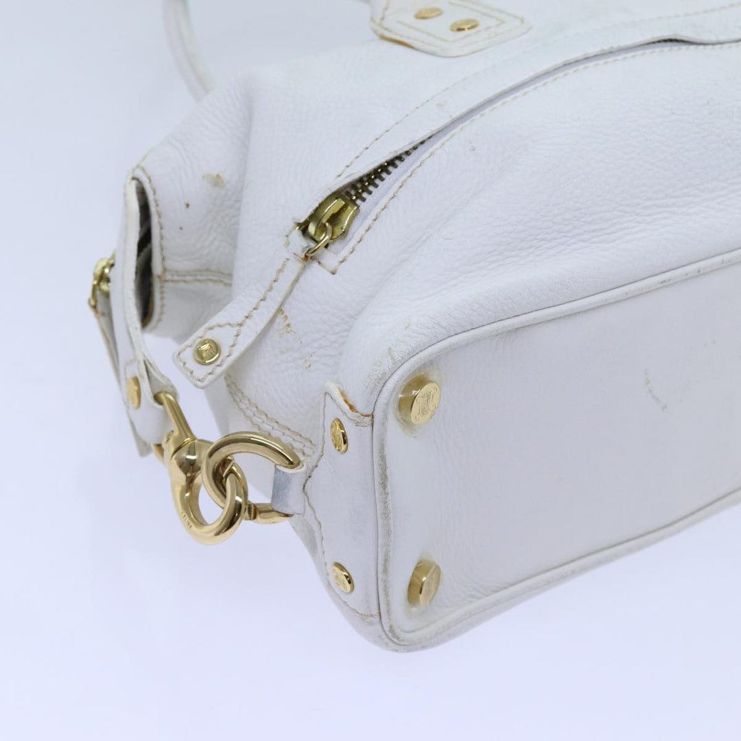 Celine Hand Bag Leather White Auth 71541