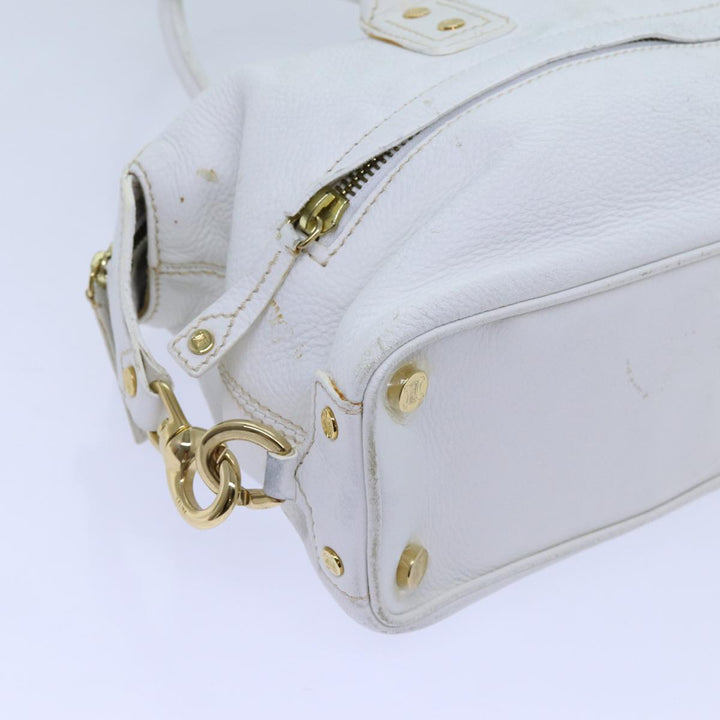 Celine Hand Bag Leather White Auth 71541