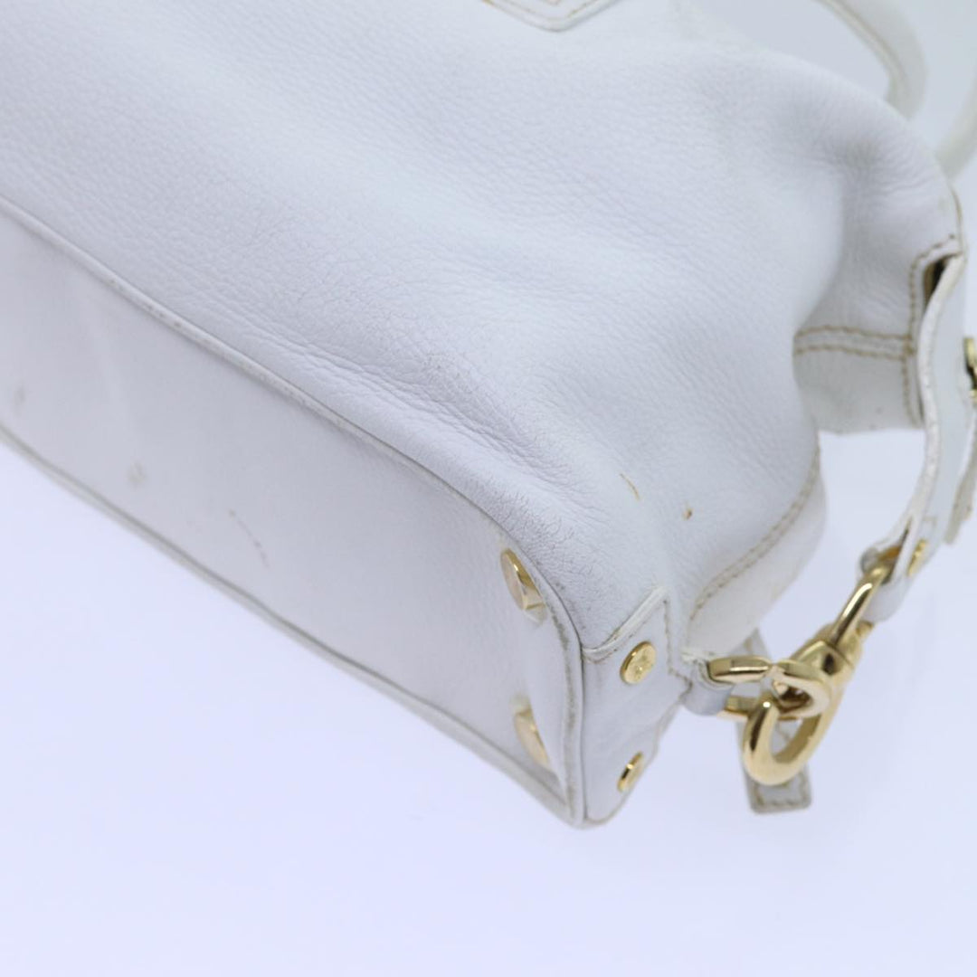 Celine Hand Bag Leather White Auth 71541