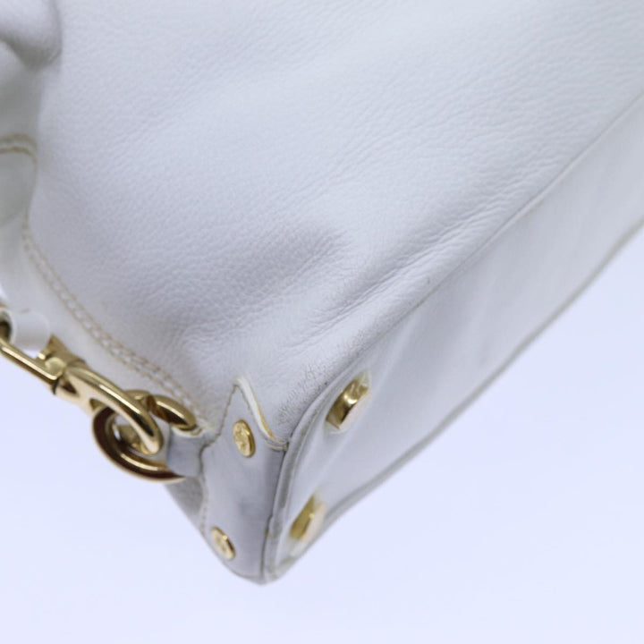 Celine Hand Bag Leather White Auth 71541