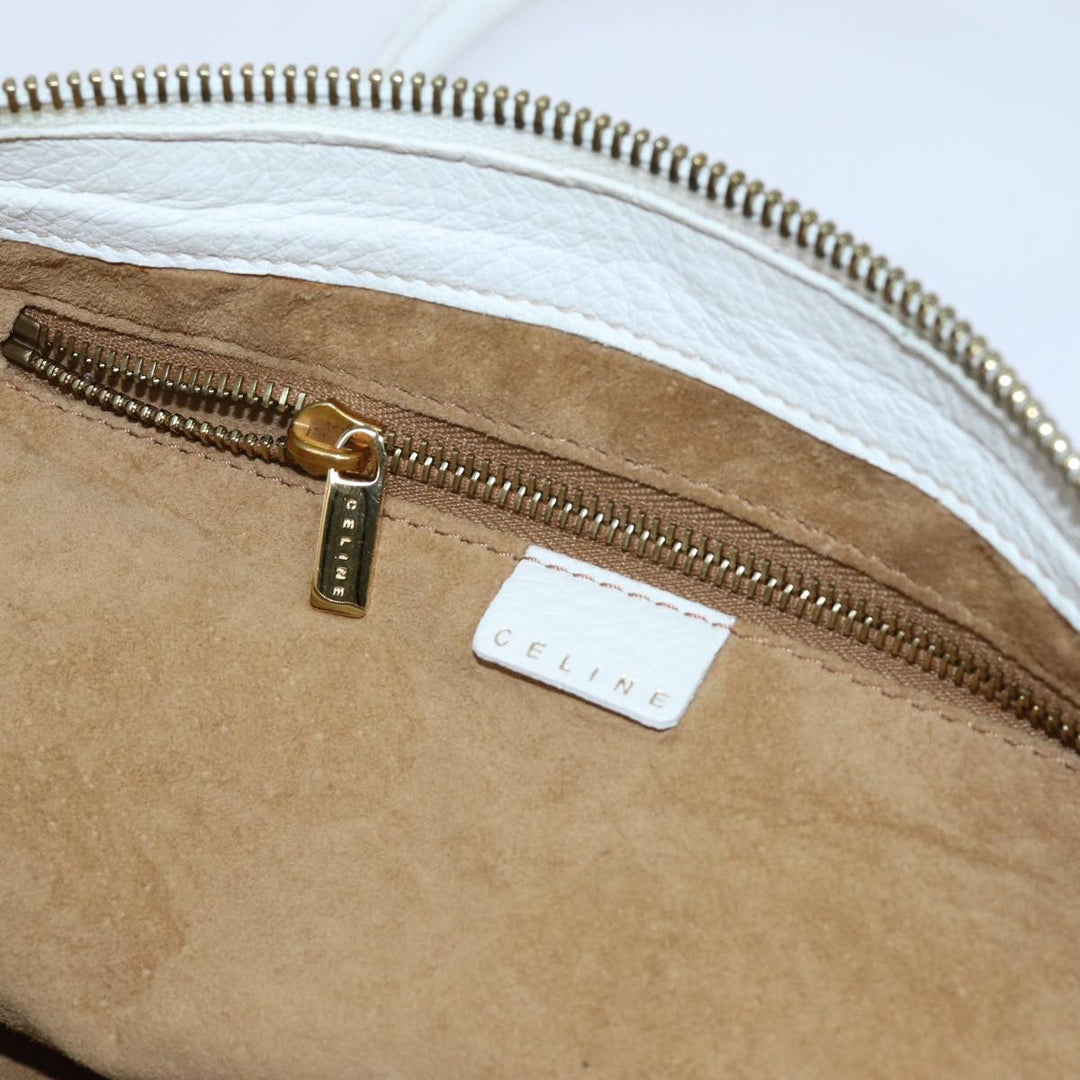 Celine Hand Bag Leather White Auth 71541