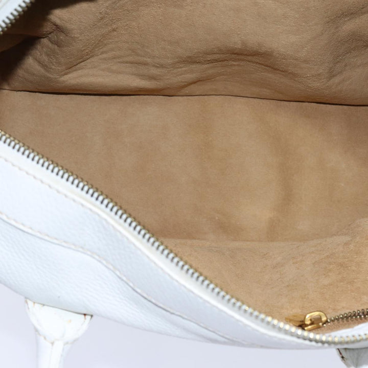 Celine Hand Bag Leather White Auth 71541
