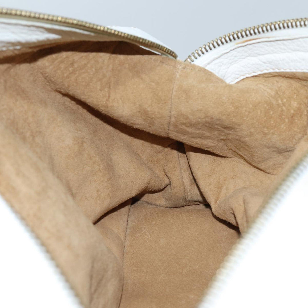 Celine Hand Bag Leather White Auth 71541