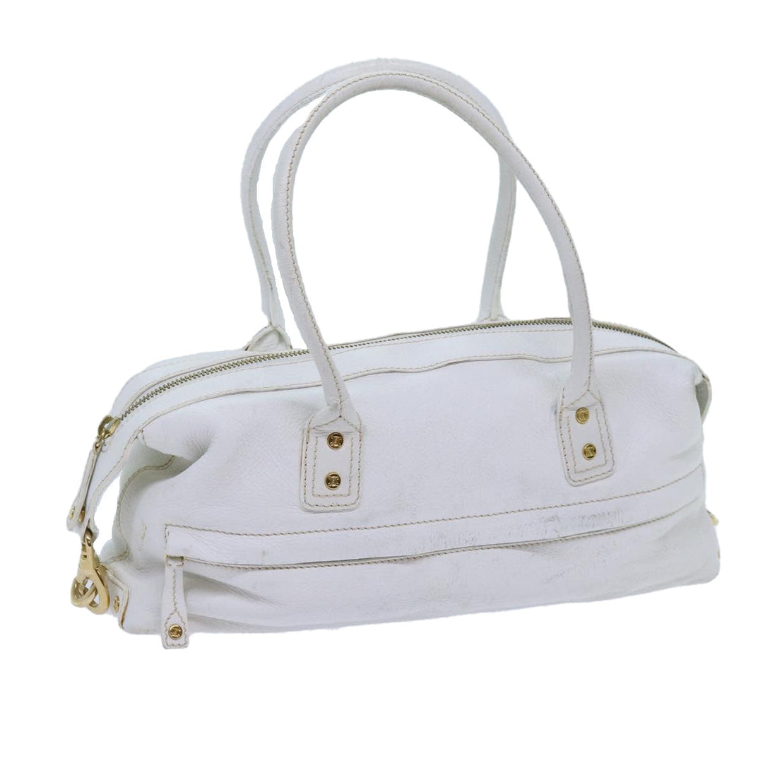 Celine Hand Bag Leather White Auth 71541