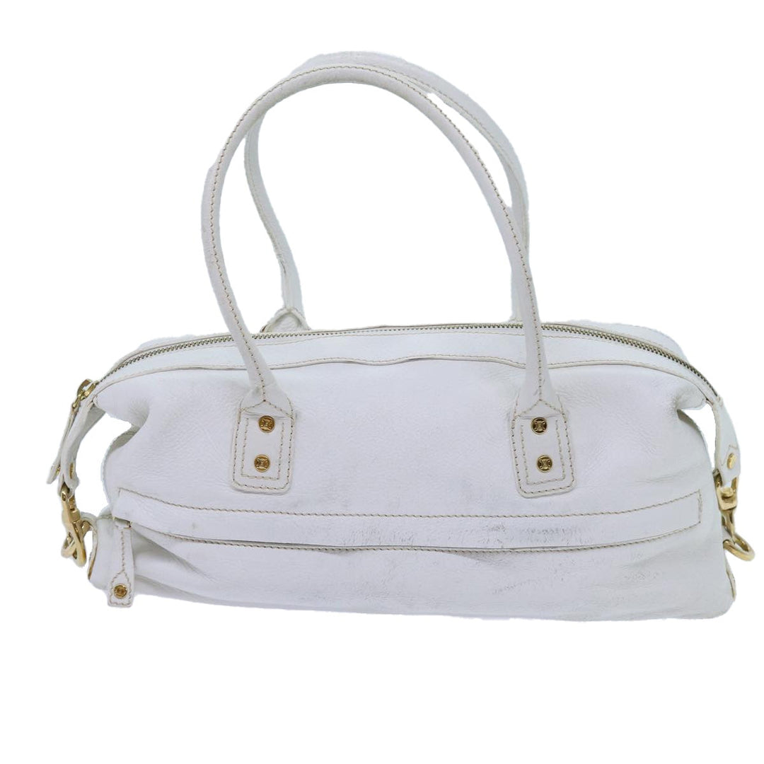 Celine Hand Bag Leather White Auth 71541