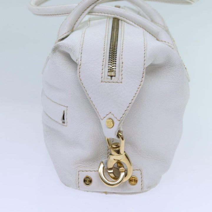 Celine Hand Bag Leather White Auth 71541