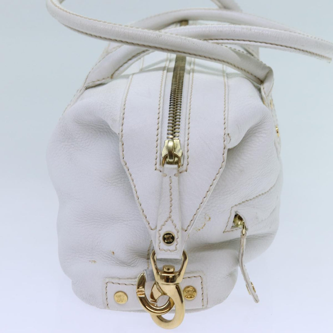 Celine Hand Bag Leather White Auth 71541