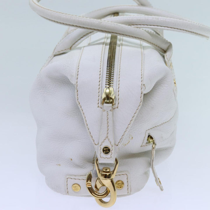 Celine Hand Bag Leather White Auth 71541