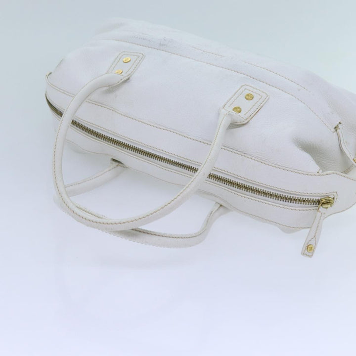 Celine Hand Bag Leather White Auth 71541
