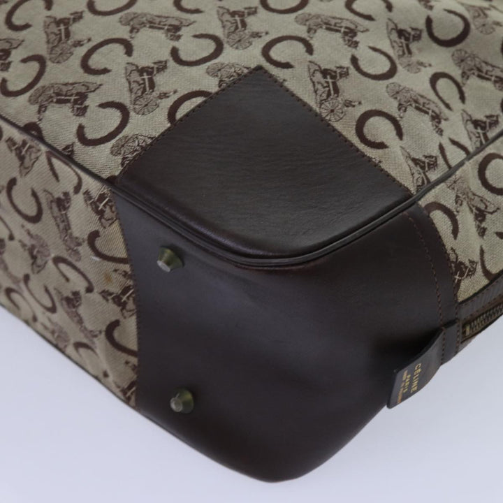 Celine C Macadam Canvas Boston Bag Beige Auth 71548