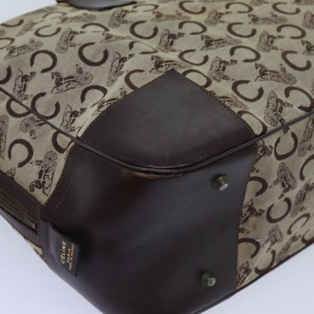 Celine C Macadam Canvas Boston Bag Beige Auth 71548