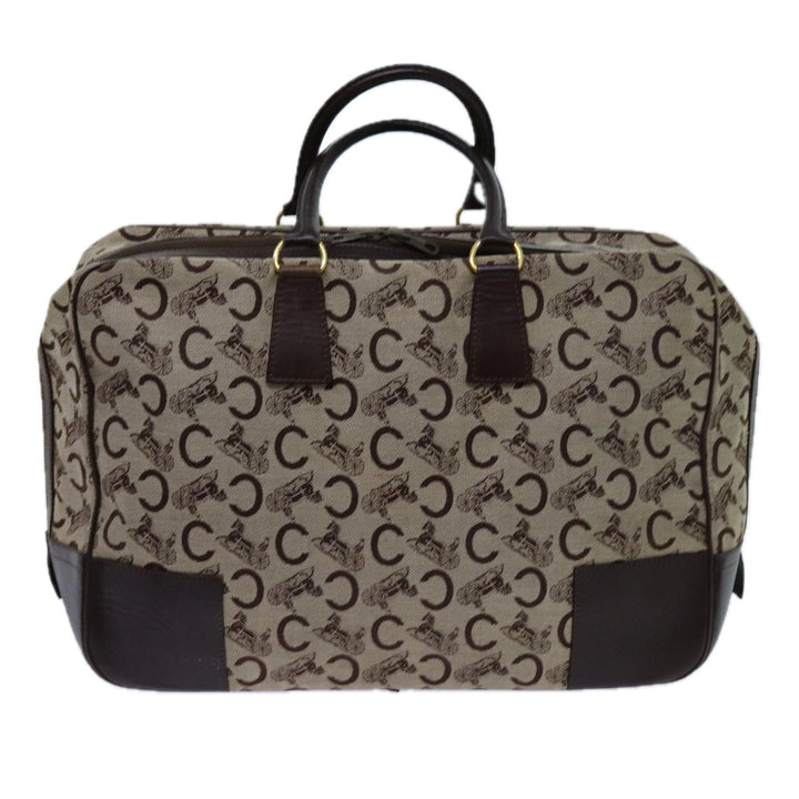 Celine C Macadam Canvas Boston Bag Beige Auth 71548