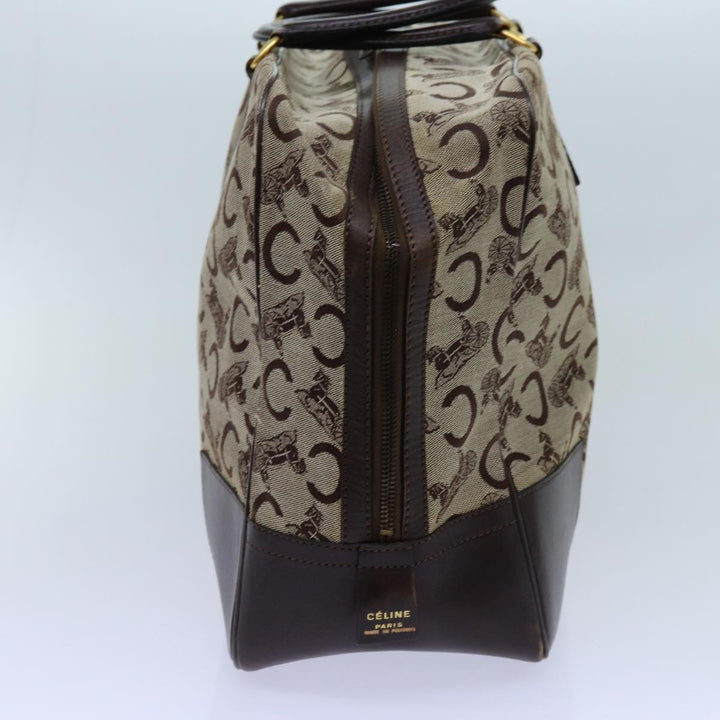 Celine C Macadam Canvas Boston Bag Beige Auth 71548