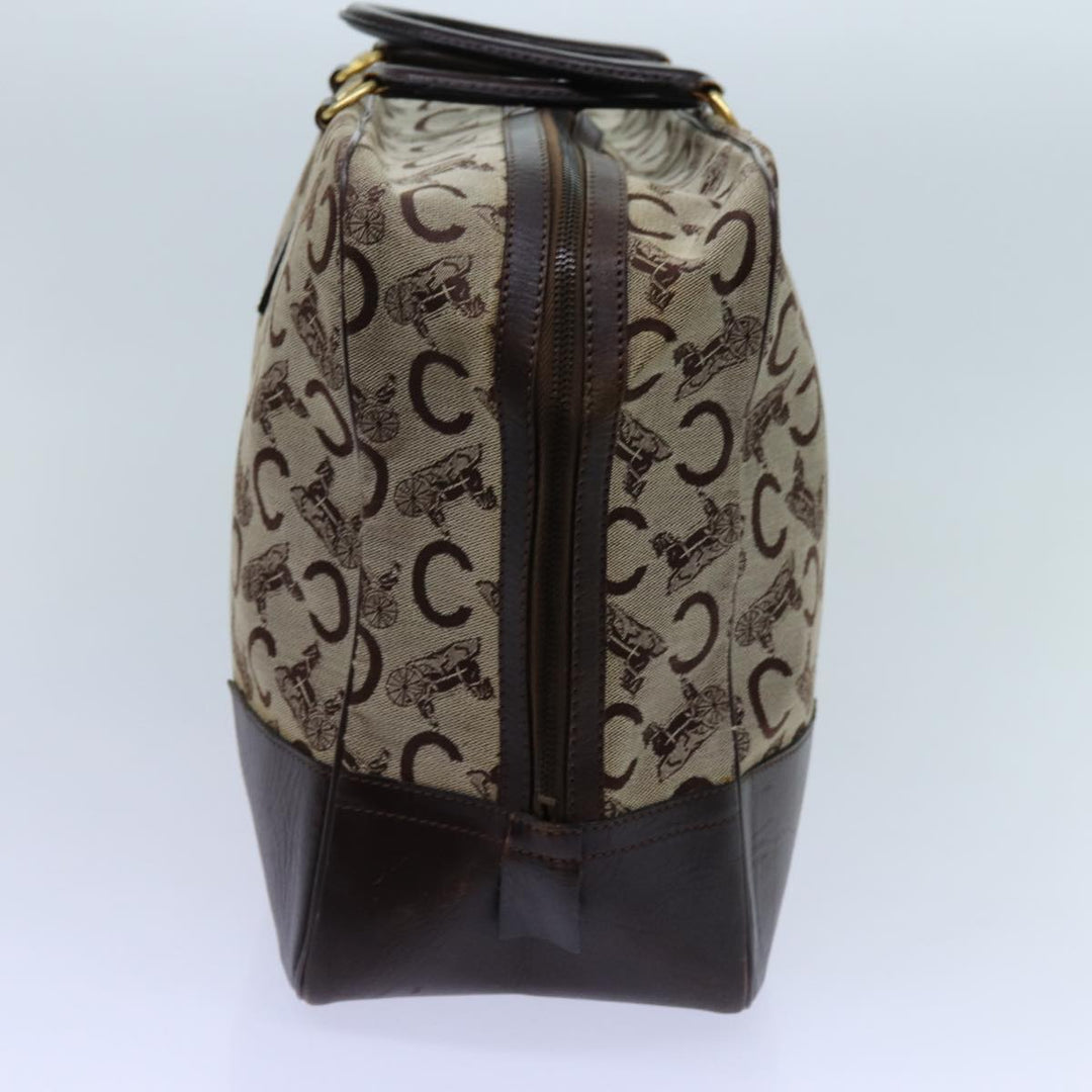 Celine C Macadam Canvas Boston Bag Beige Auth 71548