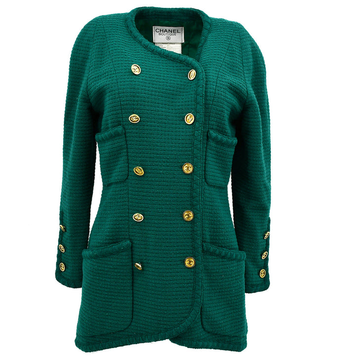 Top Quality Chanel Double Breasted Jacket Green 23 #40