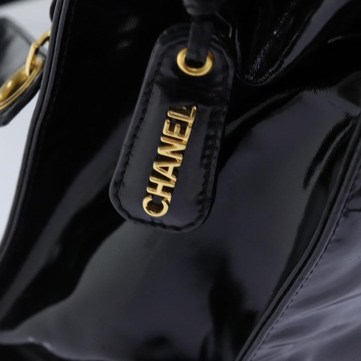 Top Quality Chanel Chain Shoulder Bag Patent leather Black CC Auth 71572