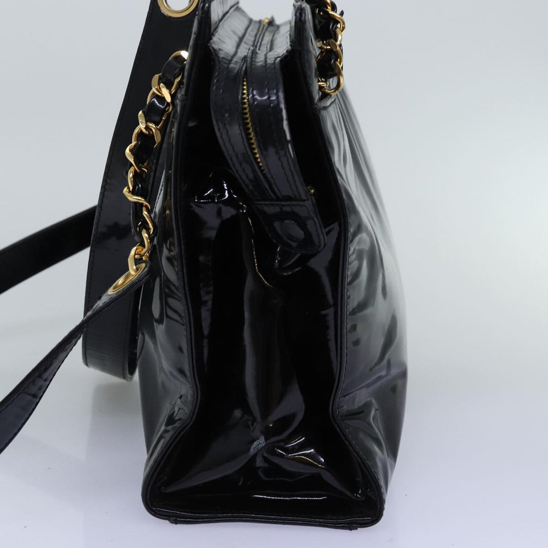 Top Quality Chanel Chain Shoulder Bag Patent leather Black CC Auth 71572