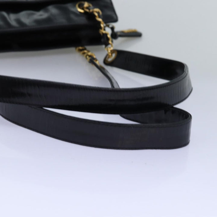 Top Quality Chanel Chain Shoulder Bag Patent leather Black CC Auth 71572