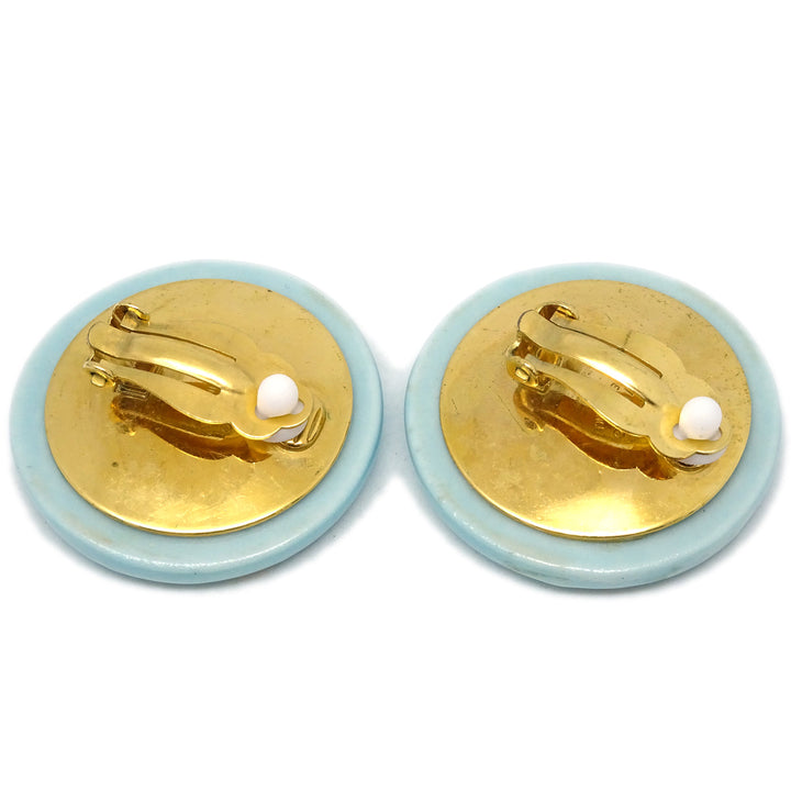 Top Quality Chanel Button Earrings Clip-On Gold 97P
