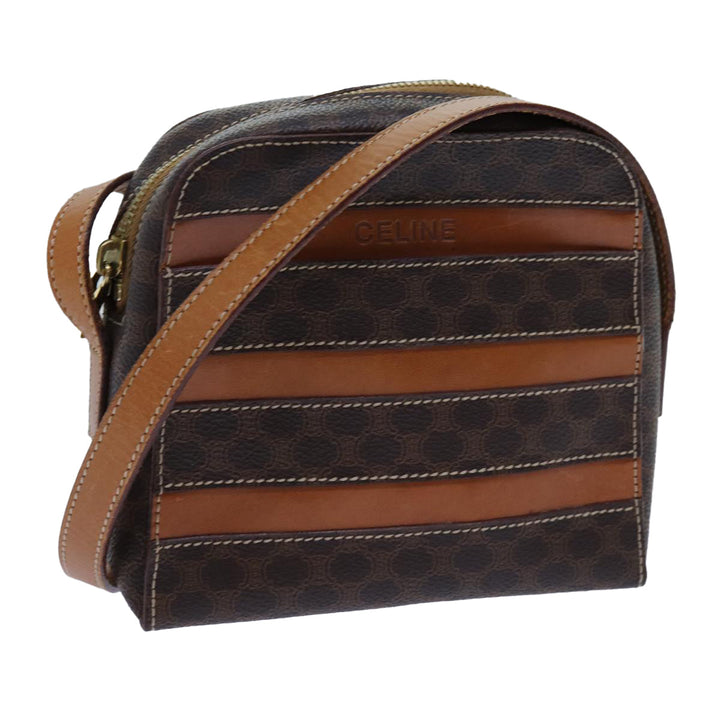 Celine Macadam Canvas Shoulder Bag PVC Brown Auth 71879