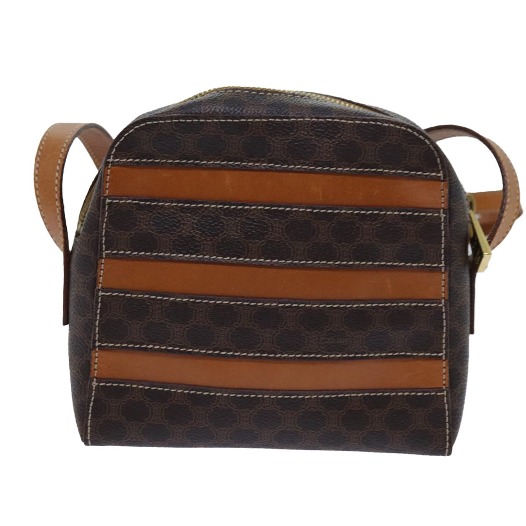 Celine Macadam Canvas Shoulder Bag PVC Brown Auth 71879
