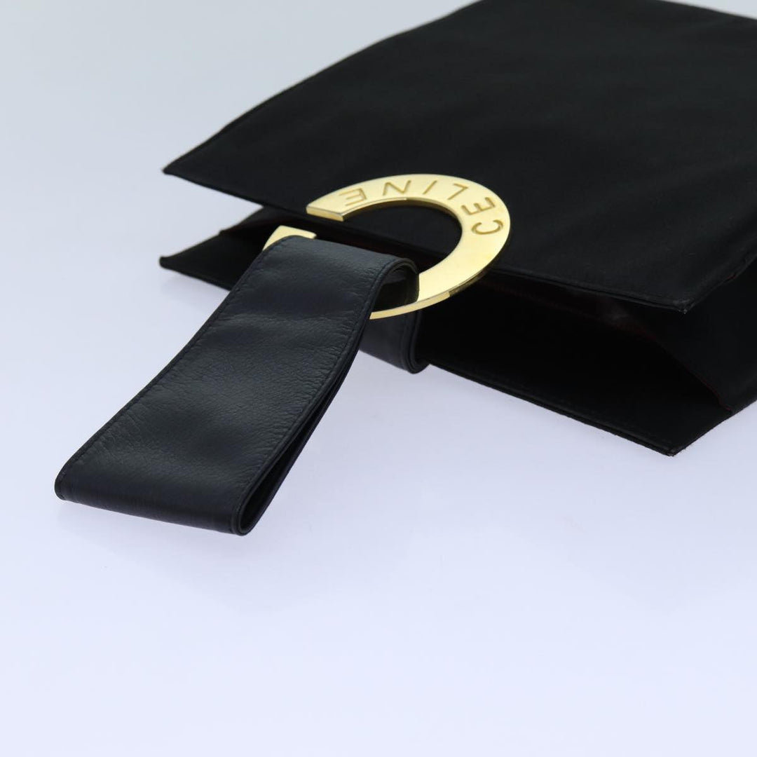 Celine Hand Bag Silk Black Auth 71882
