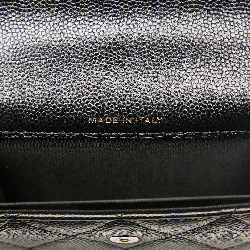 Top Quality Chanel Matrases Cocomark Fake Pearl Chain CoinPars Card Case Black Caviar   CHANEL