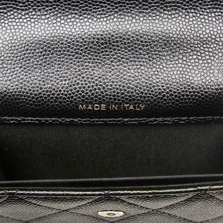 Top Quality Chanel Matrases Cocomark Fake Pearl Chain CoinPars Card Case Black Caviar   CHANEL