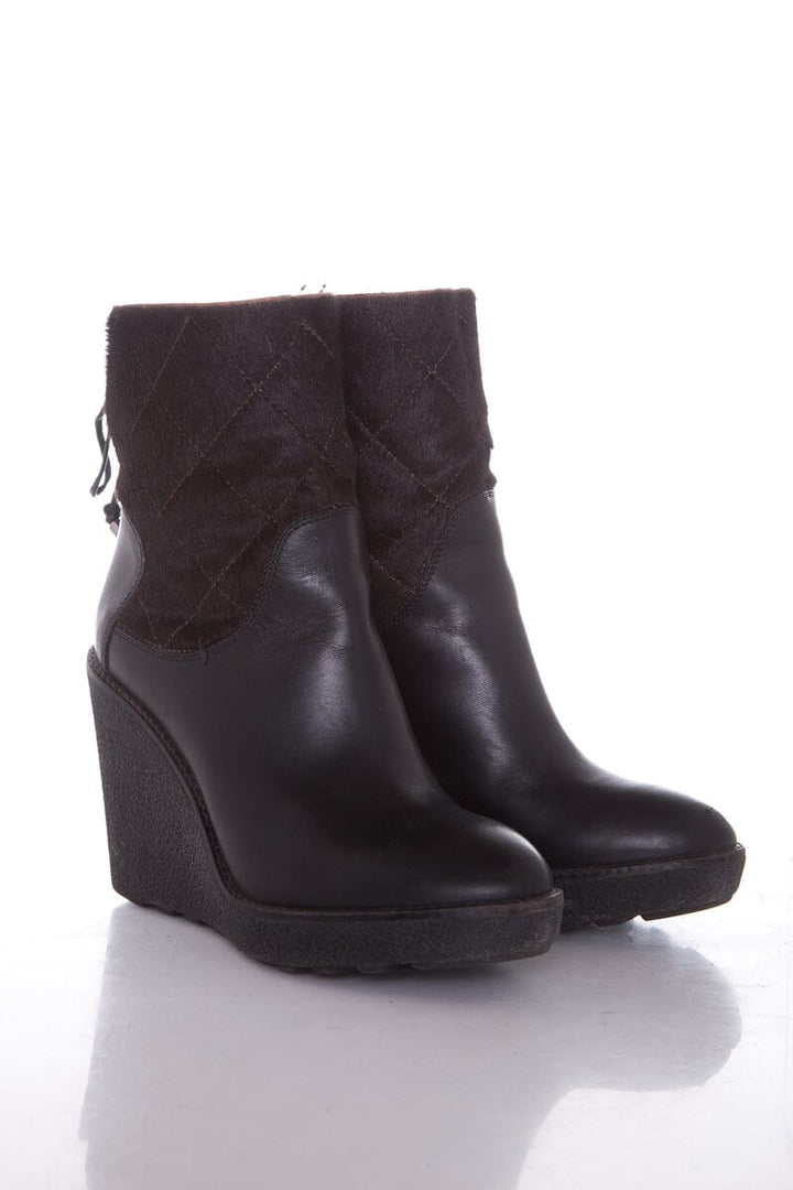 Moncler Pony and Leather Brown Booties SZ 38