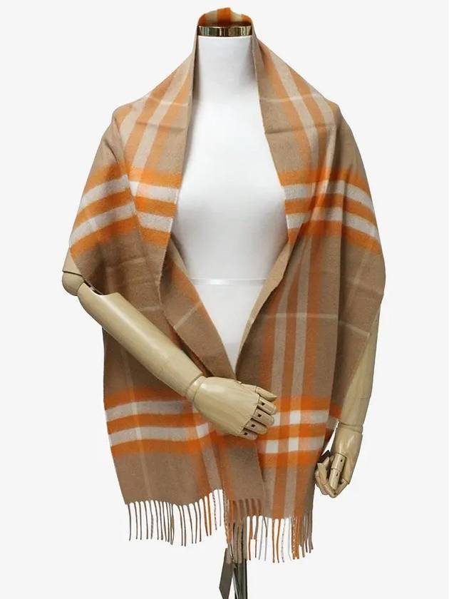 Burberry Classic Check Cashmere Scarf Camel Orange