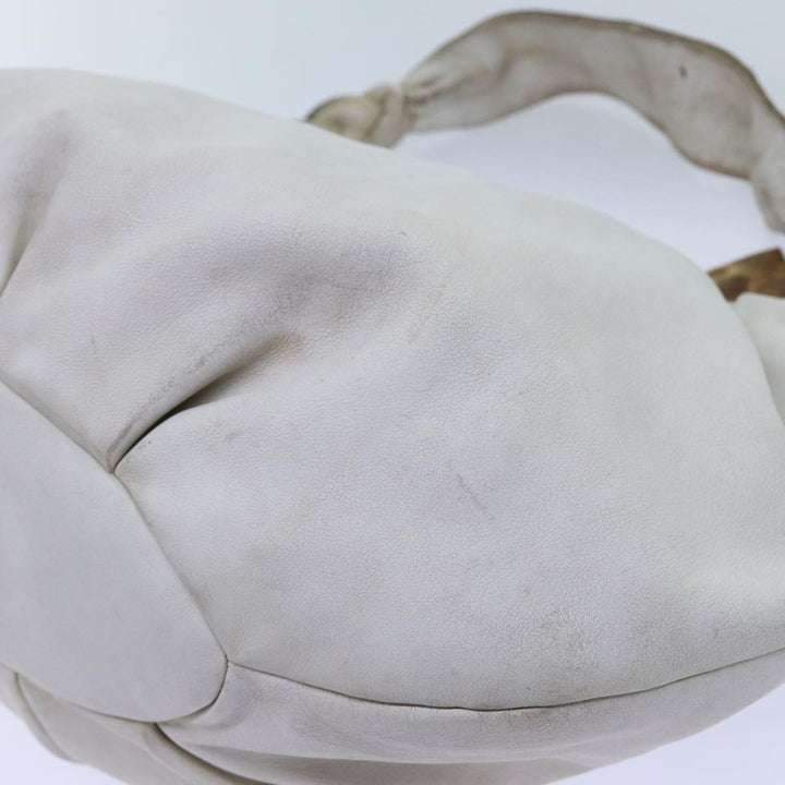 Celine Shoulder Bag Leather White Auth 72072