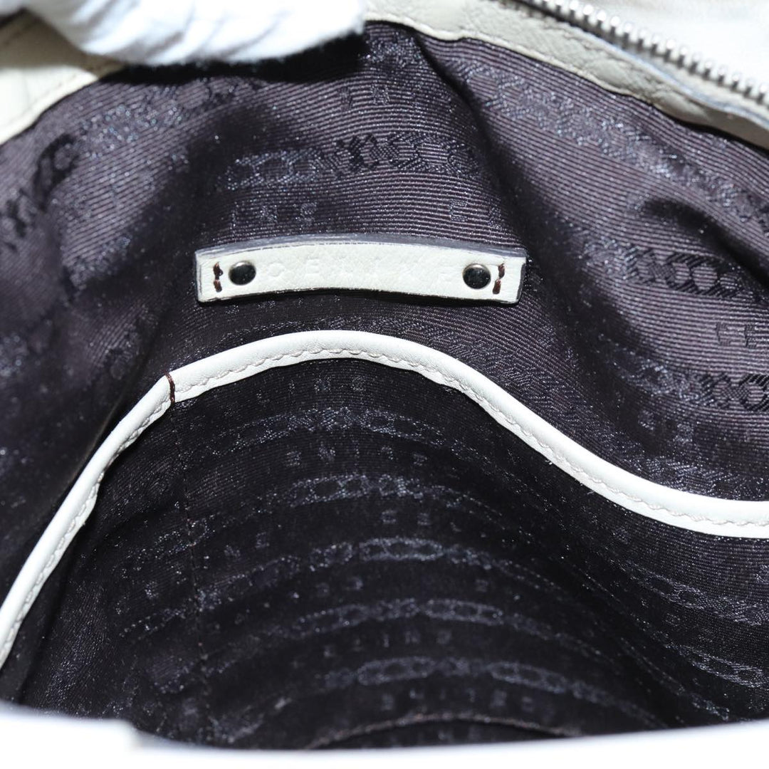 Celine Shoulder Bag Leather White Auth 72072