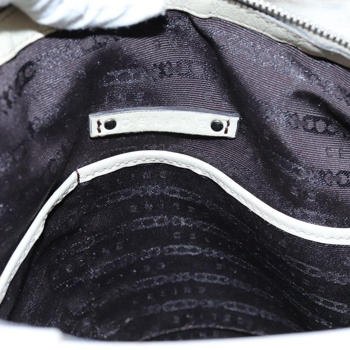Celine Shoulder Bag Leather White Auth 72072