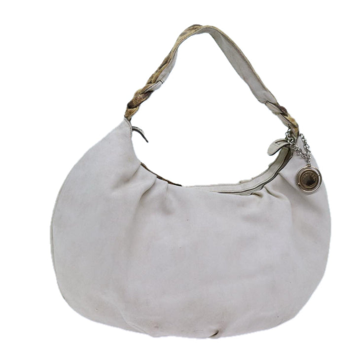 Celine Shoulder Bag Leather White Auth 72072
