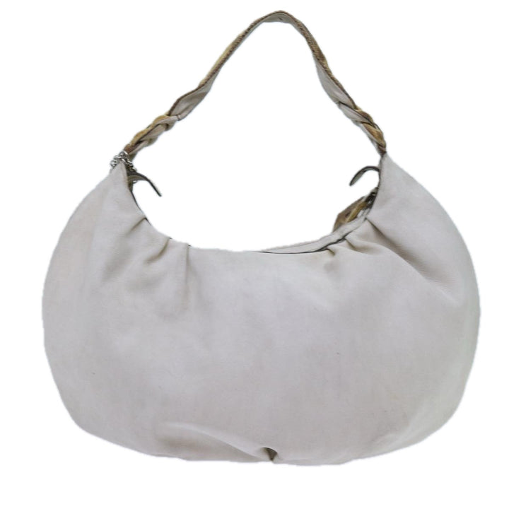 Celine Shoulder Bag Leather White Auth 72072