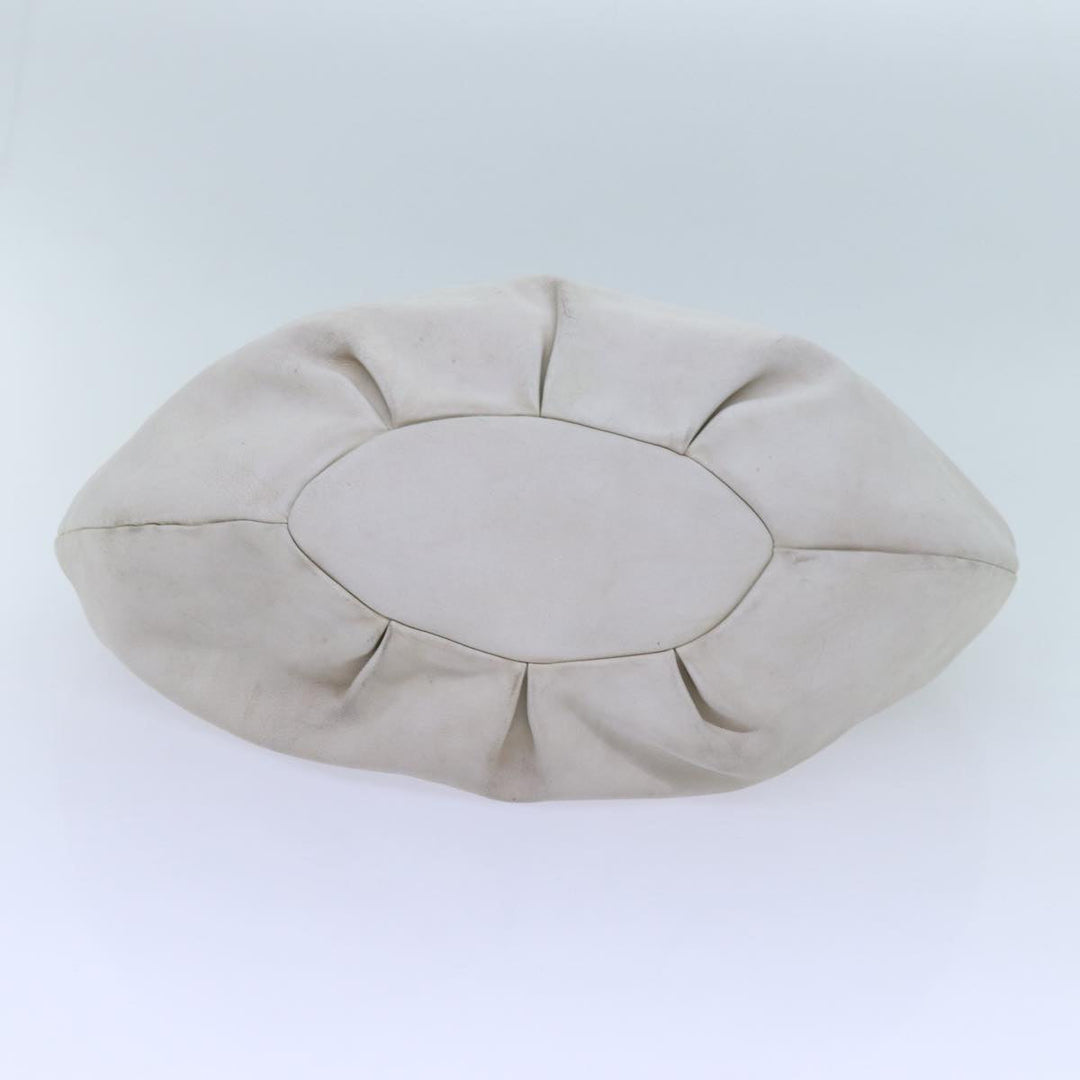 Celine Shoulder Bag Leather White Auth 72072