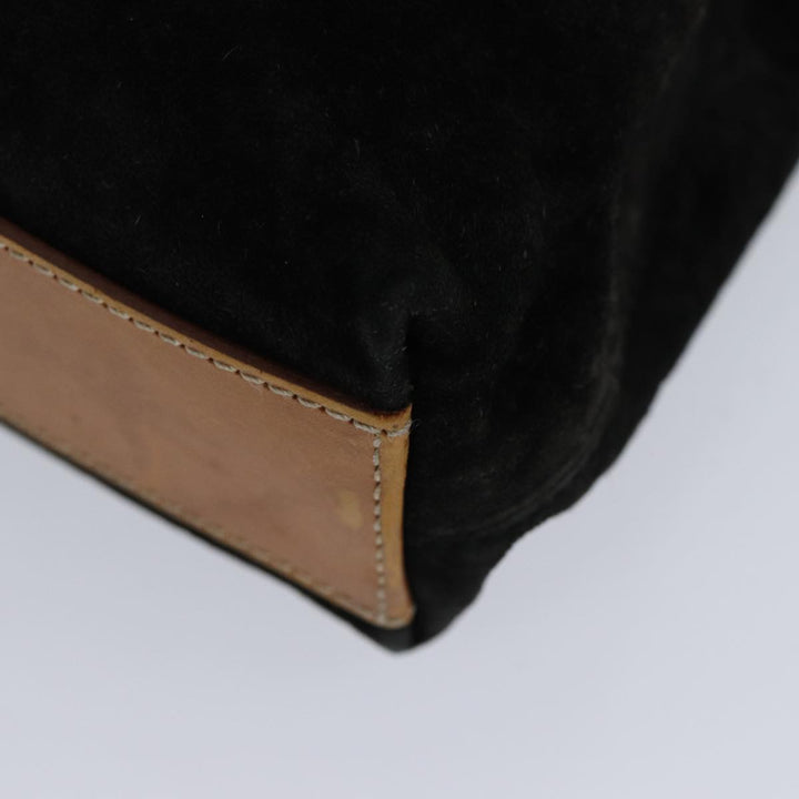 Celine C Macadam Canvas Hand Bag Suede Black Auth 72094
