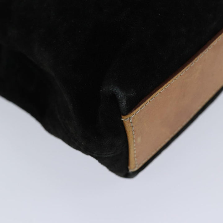 Celine C Macadam Canvas Hand Bag Suede Black Auth 72094