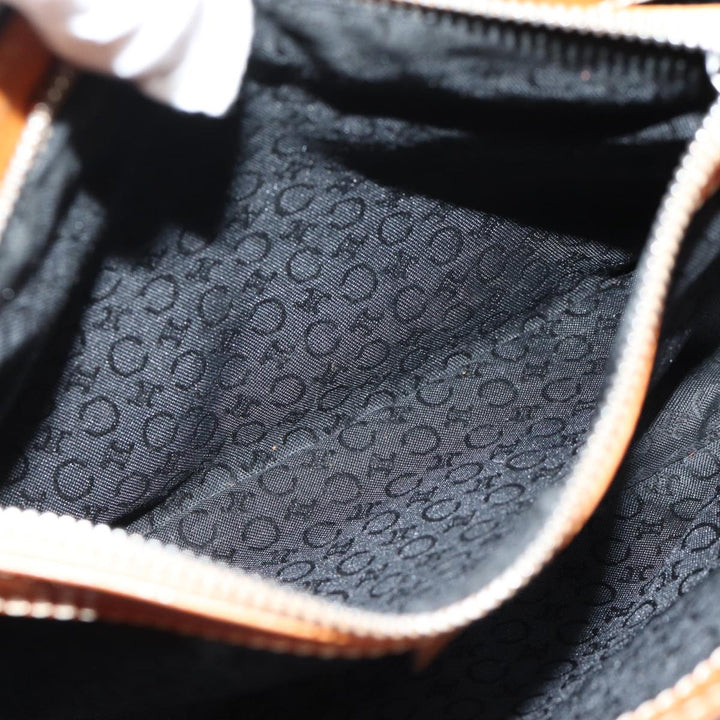 Celine C Macadam Canvas Hand Bag Suede Black Auth 72094