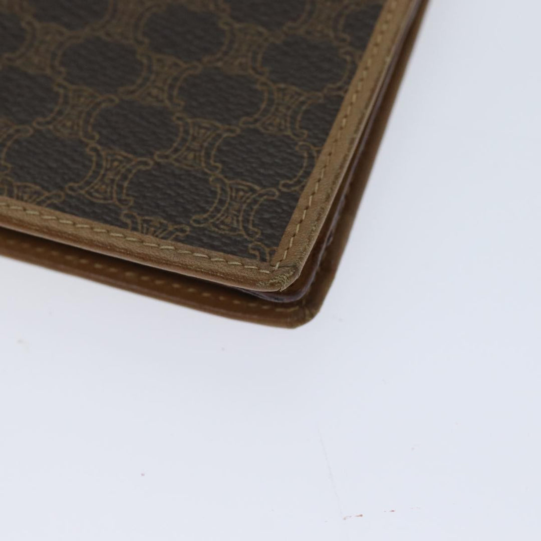 Celine Macadam Canvas Long Wallet Leather Brown Auth 72095