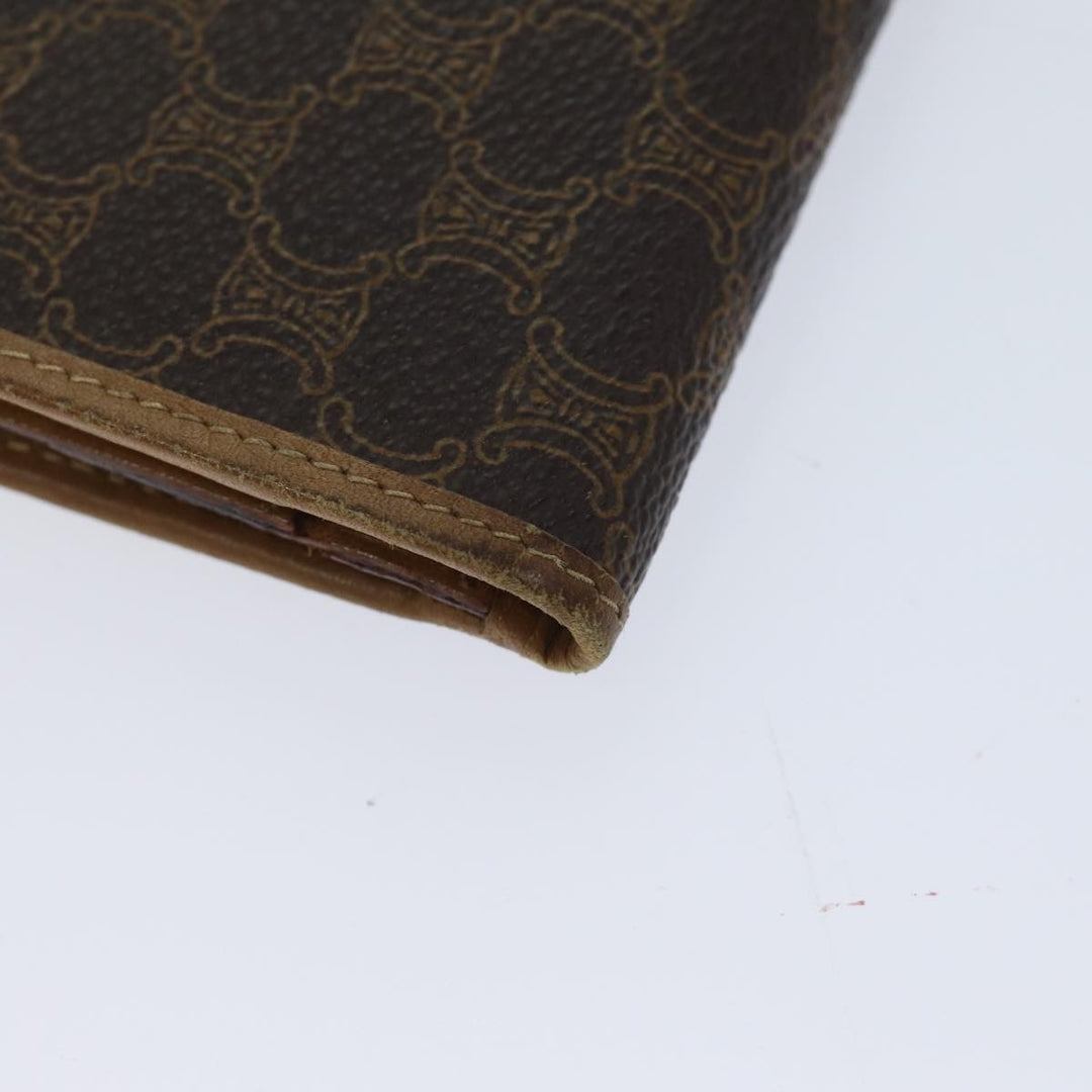 Celine Macadam Canvas Long Wallet Leather Brown Auth 72095