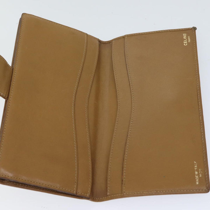 Celine Macadam Canvas Long Wallet Leather Brown Auth 72095