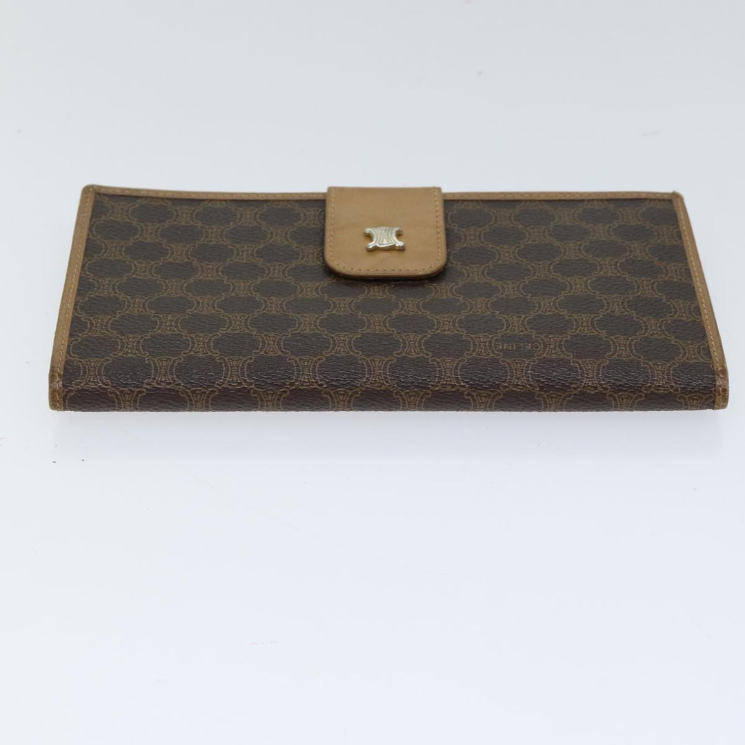 Celine Macadam Canvas Long Wallet Leather Brown Auth 72095