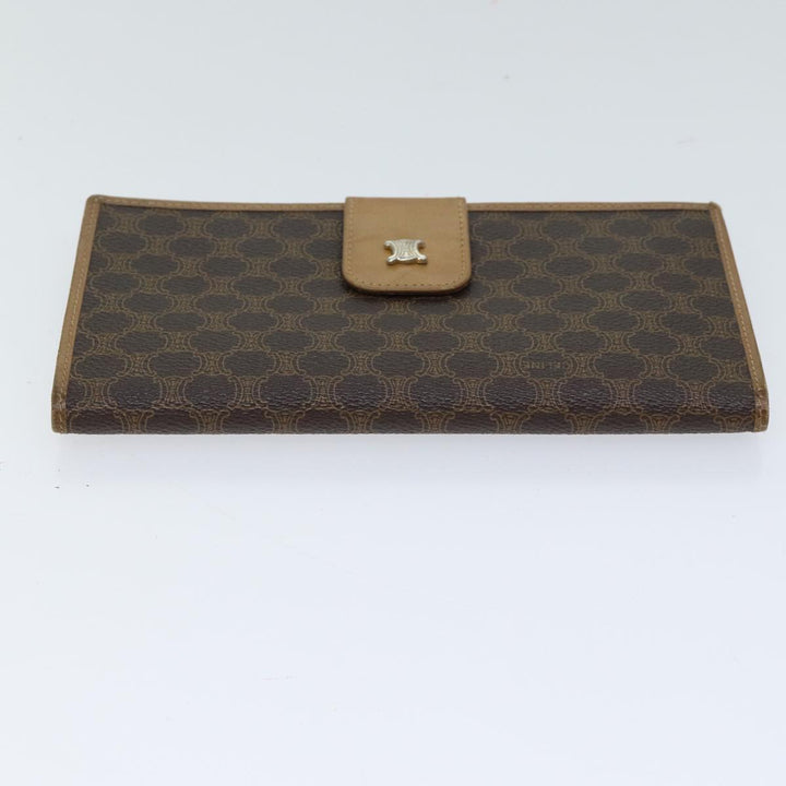 Celine Macadam Canvas Long Wallet Leather Brown Auth 72095
