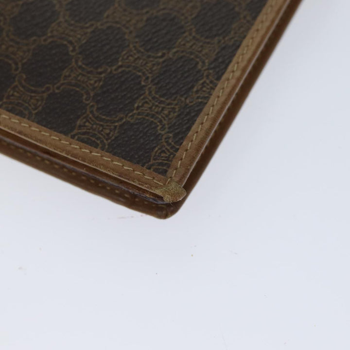 Celine Macadam Canvas Long Wallet Leather Brown Auth 72095