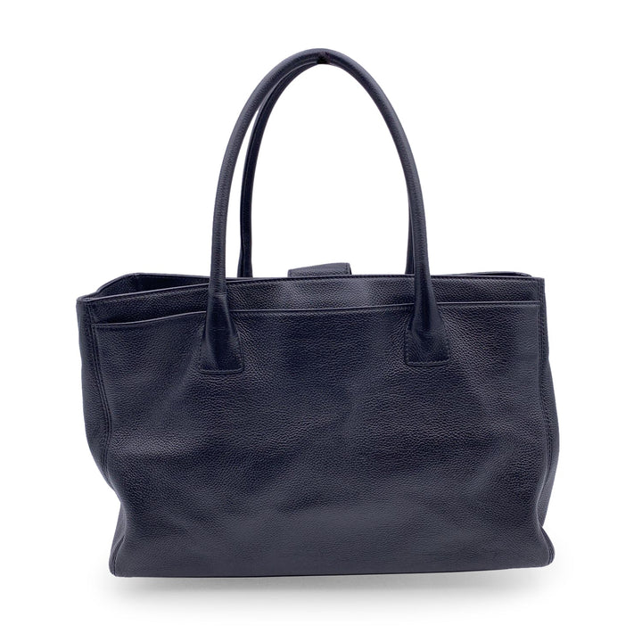 Chanel 2010S Black Pebbled Leather Executive Tote Bag With Strap