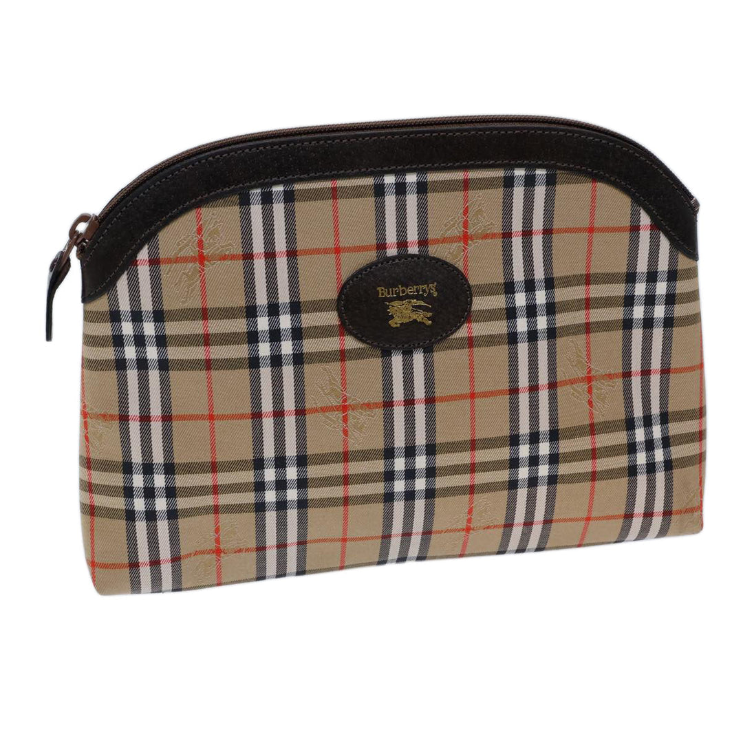 BurberrySs Nova Check Clutch Bag Canvas Beige Auth 72157
