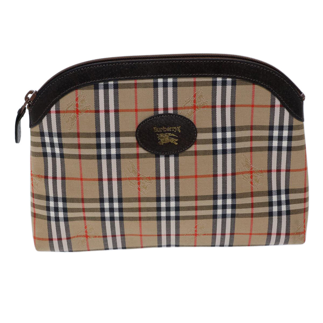BurberrySs Nova Check Clutch Bag Canvas Beige Auth 72157