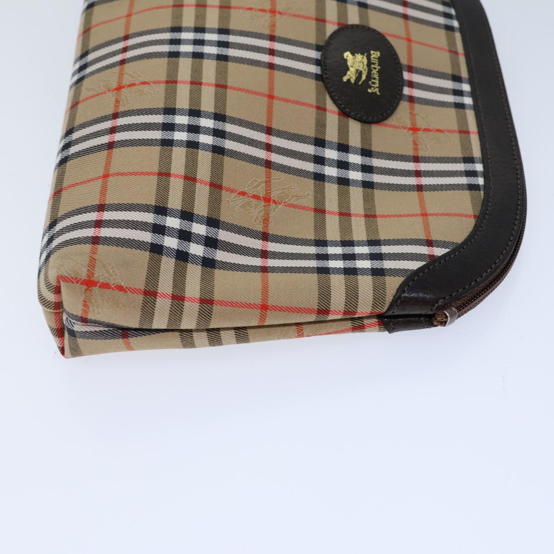 BurberrySs Nova Check Clutch Bag Canvas Beige Auth 72157