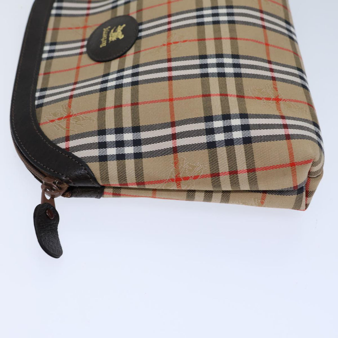 BurberrySs Nova Check Clutch Bag Canvas Beige Auth 72157
